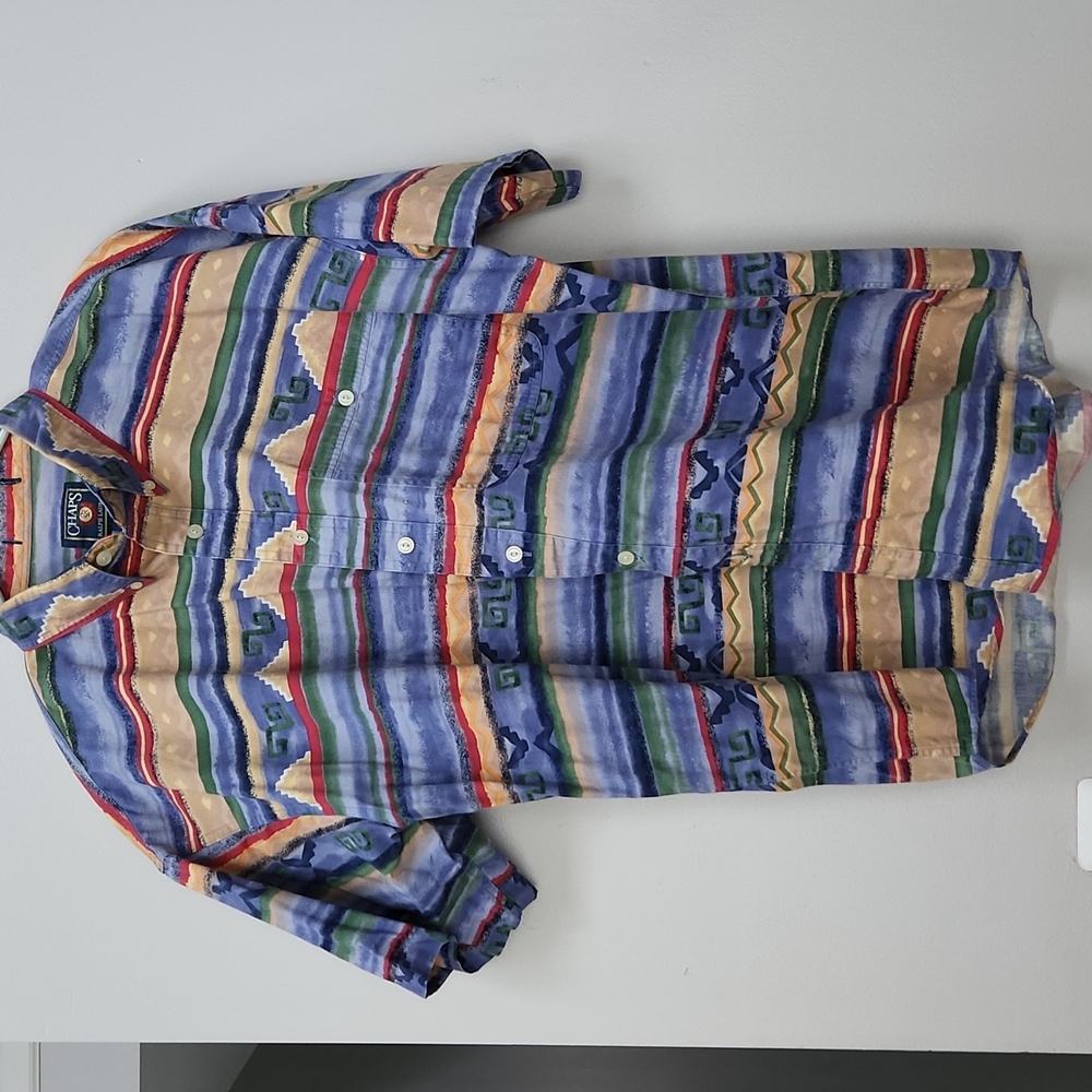 Chaps Ralph Lauren Desert Print Camp Shirt Men's Large Vintage